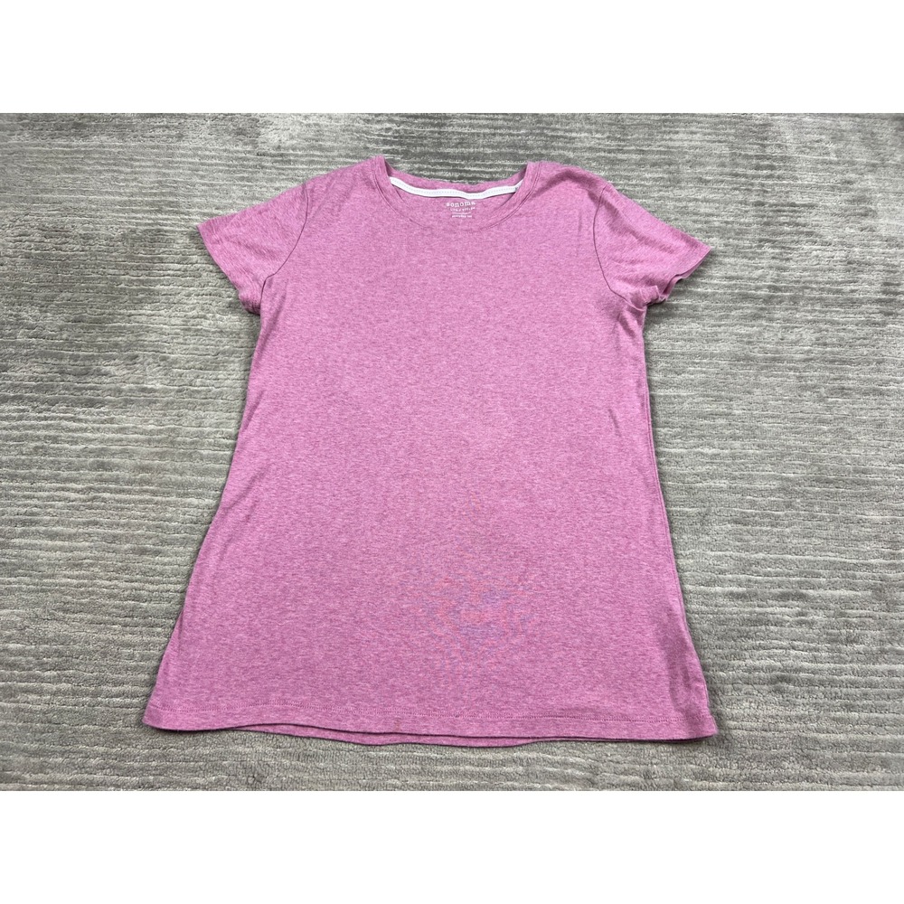 Sonoma T-Shirt Womens L Pink Everyday Tee Short Sleeve 100% Cotton Heathered